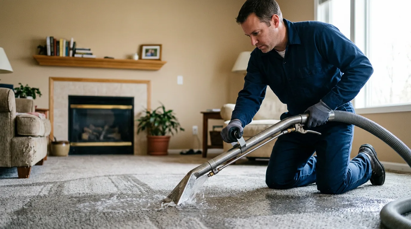 Water damage restoration technician working near Cornettsville, KY